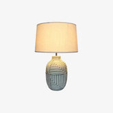 Retro rural woodcarving decorative fabric table lamp