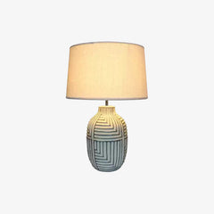 Retro rural woodcarving decorative fabric table lamp
