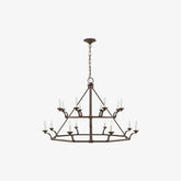 Rustic Iron Double-Tier Chandelier