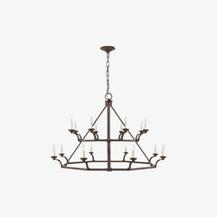 Rustic Iron Double-Tier Chandelier