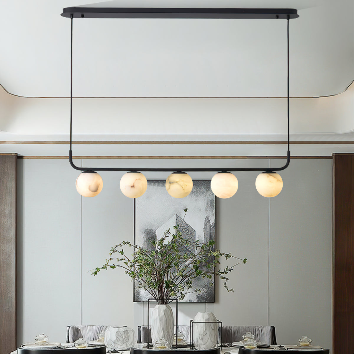 Tribeca Rohr 5 Alabaster Pendant Lamp - view 14 | Liootrlamp