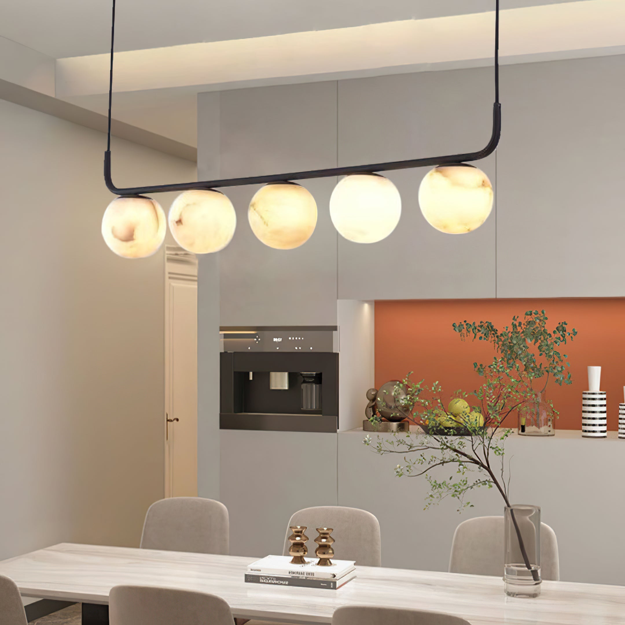 Tribeca Rohr 5 Alabaster Pendant Lamp - view 2 | Liootrlamp