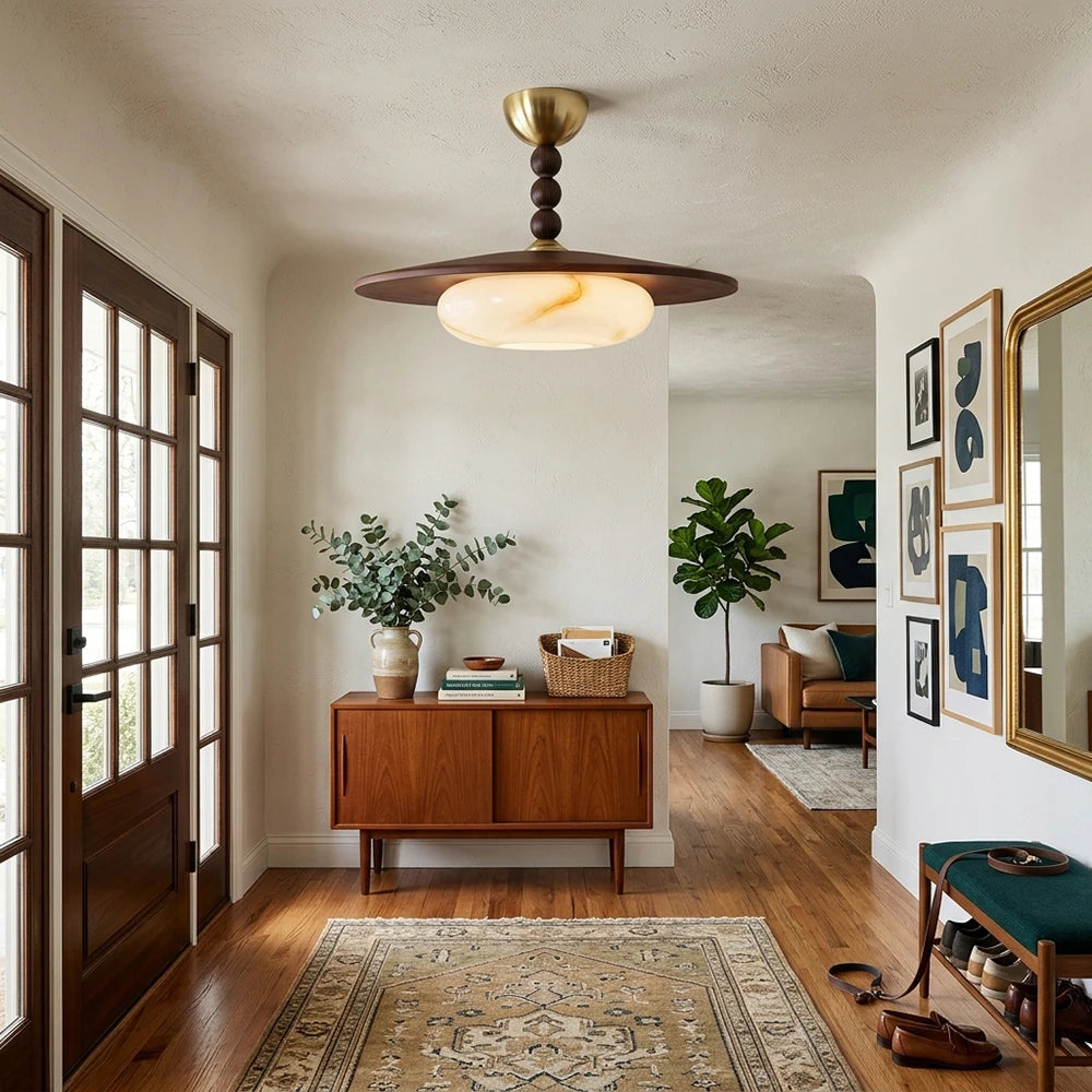 Vicenza Wood-Tone Semi-Flush Mount Ceiling Light