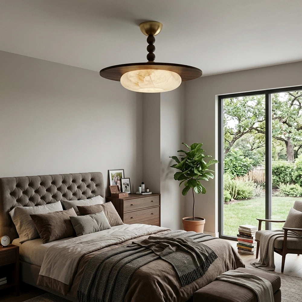 Vicenza Wood-Tone Semi-Flush Mount Ceiling Light