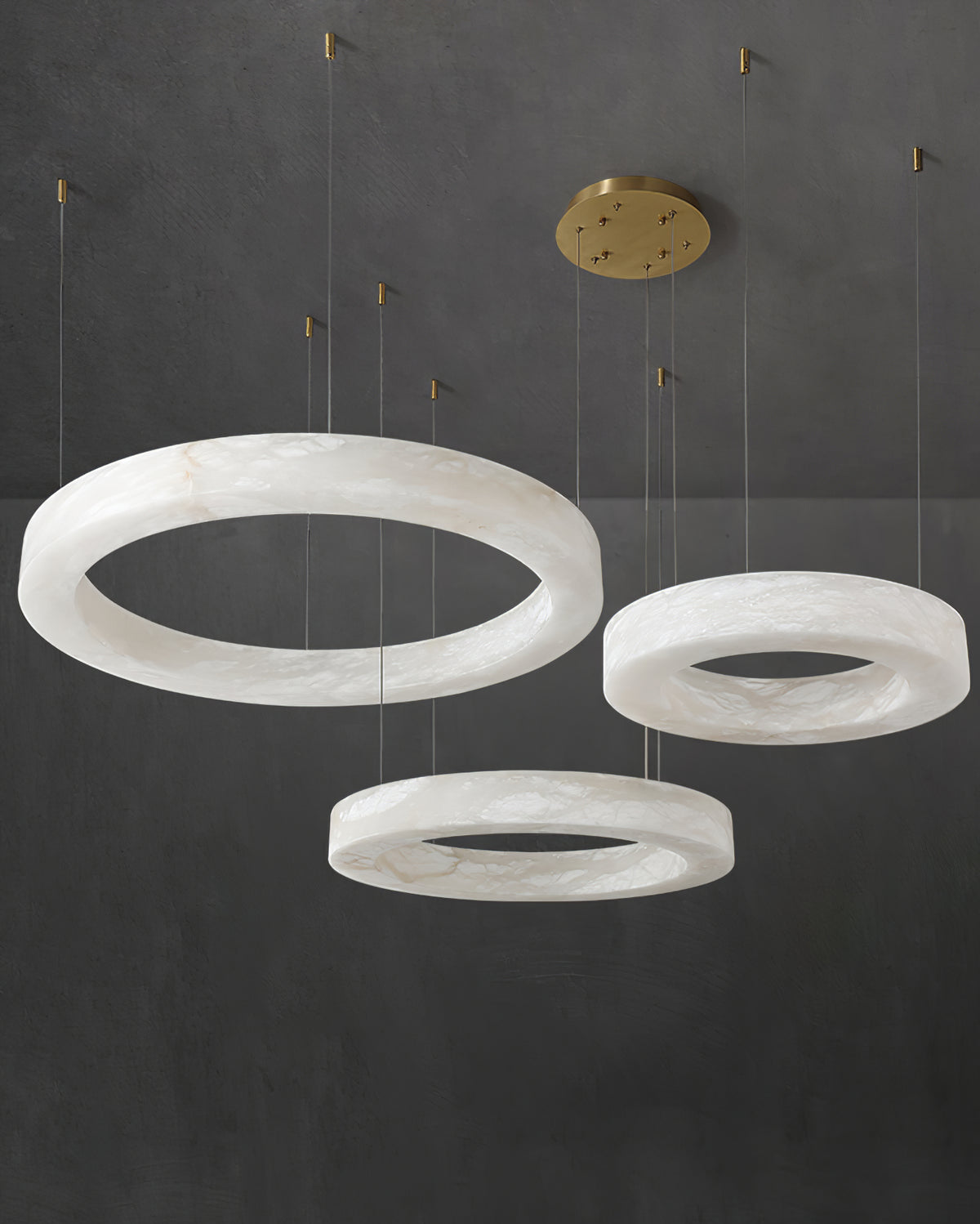 Triple Ring Alabaster Pendant Light - view 19 | Liootrlamp