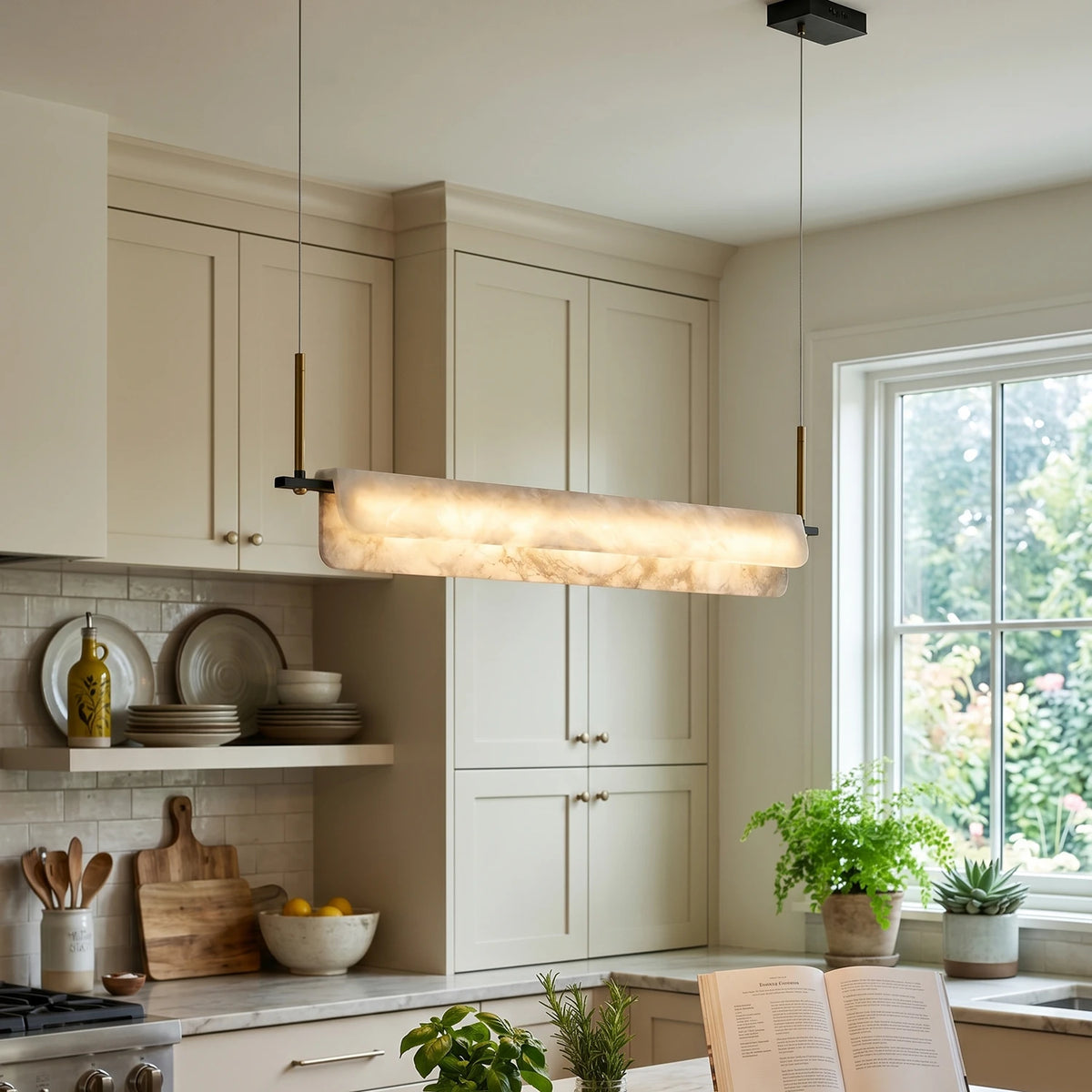 Alabaster Art Linear Chandelier - view 3 | Liootrlamp