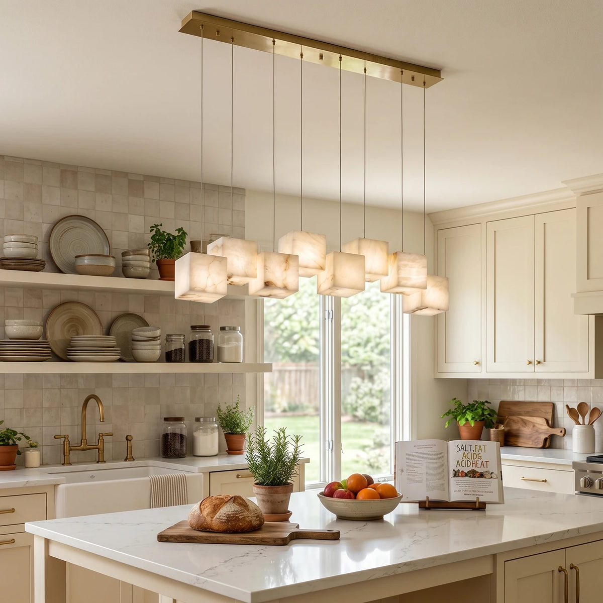 Alabaster Cube Box Chandelier - view 4 | Liootrlamp