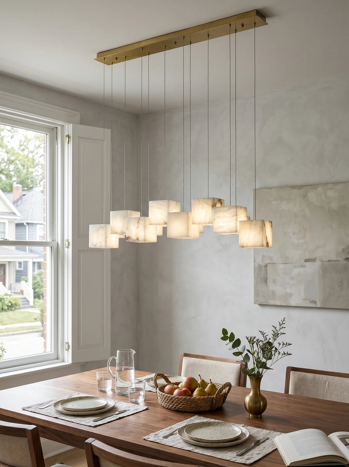 Alabaster Cube Box Chandelier - view 10 | Liootrlamp