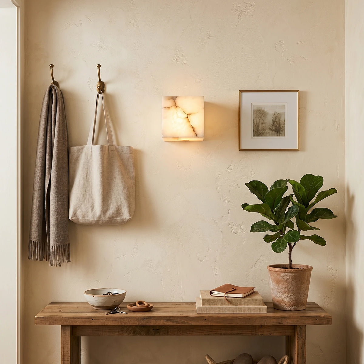 Alabaster Cube Wall Light - view 5 | Liootrlamp