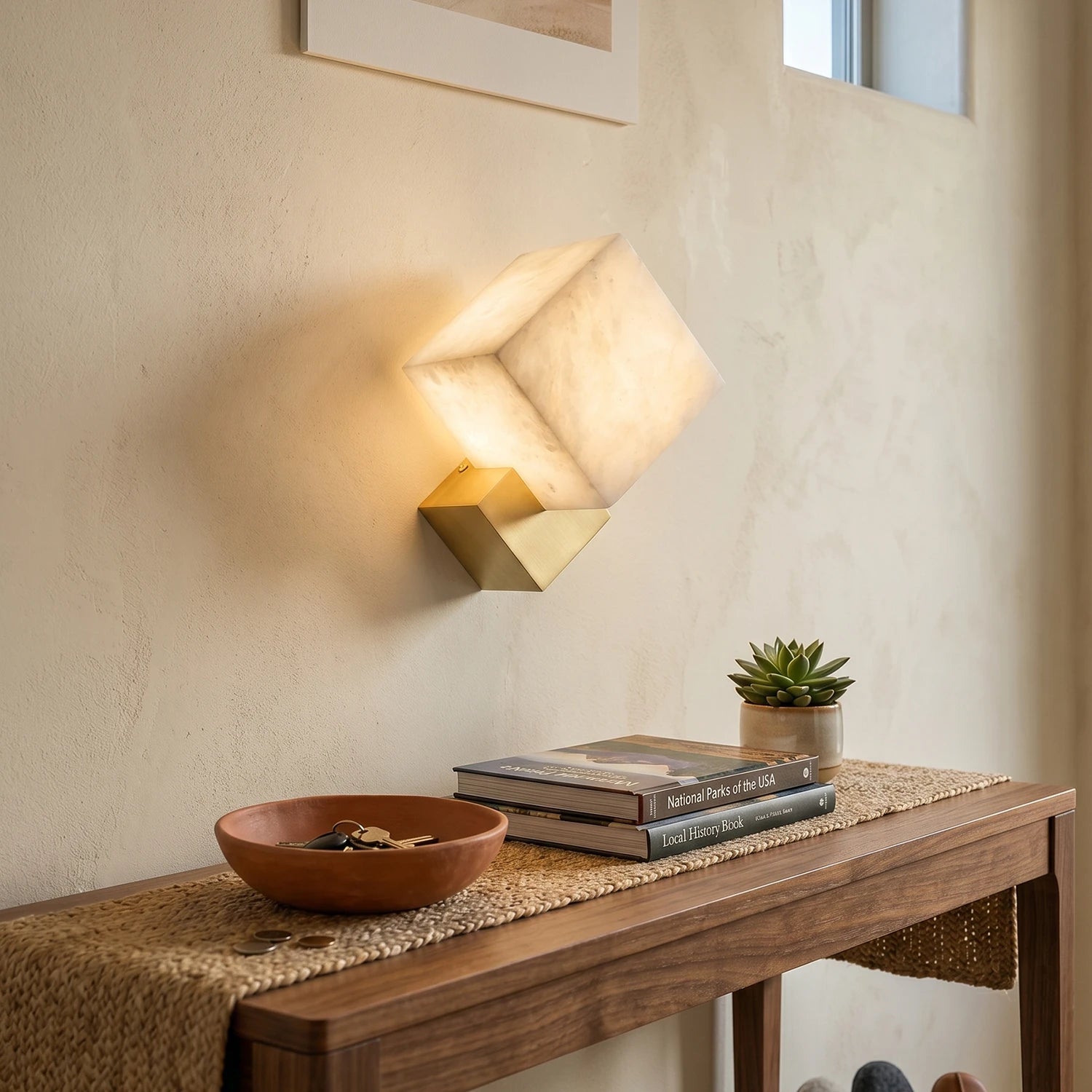 Alabaster Gatsby Cube Wall Sconce - view 2 | Liootrlamp