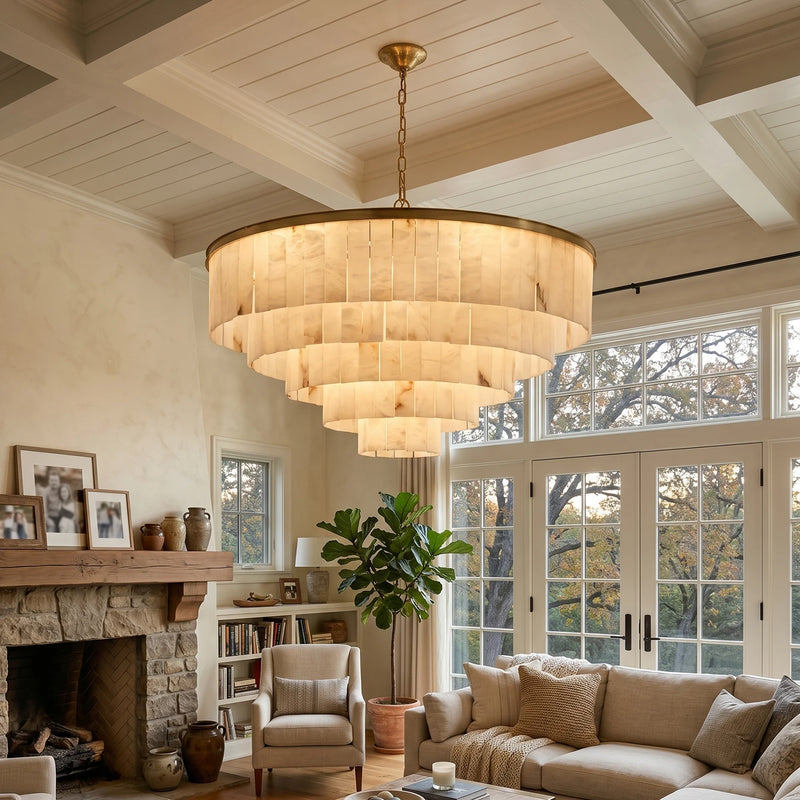 Alabaster Multi-Layered Circular Chandelier - view 2 | Liootrlamp