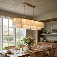 Alabaster Multi-Layered Circular Chandelier
