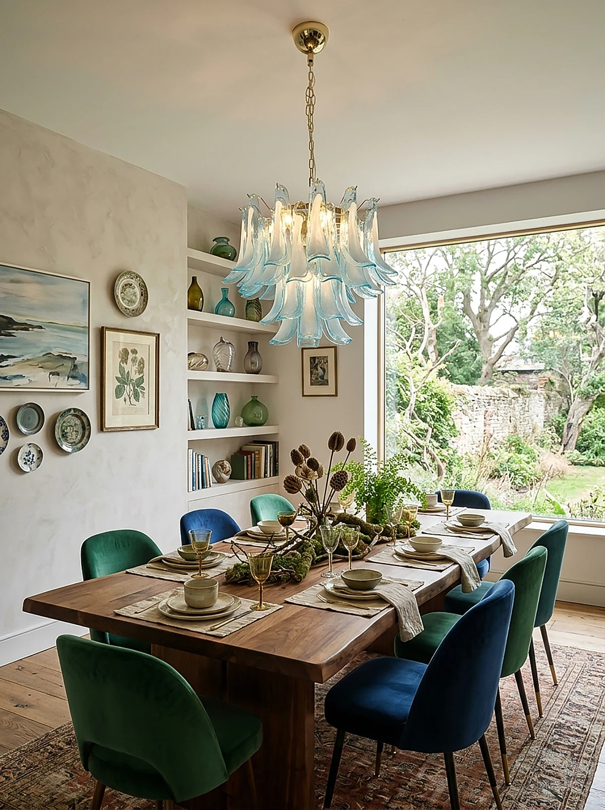 Aqualisse Blue Glass Petal Chandelier