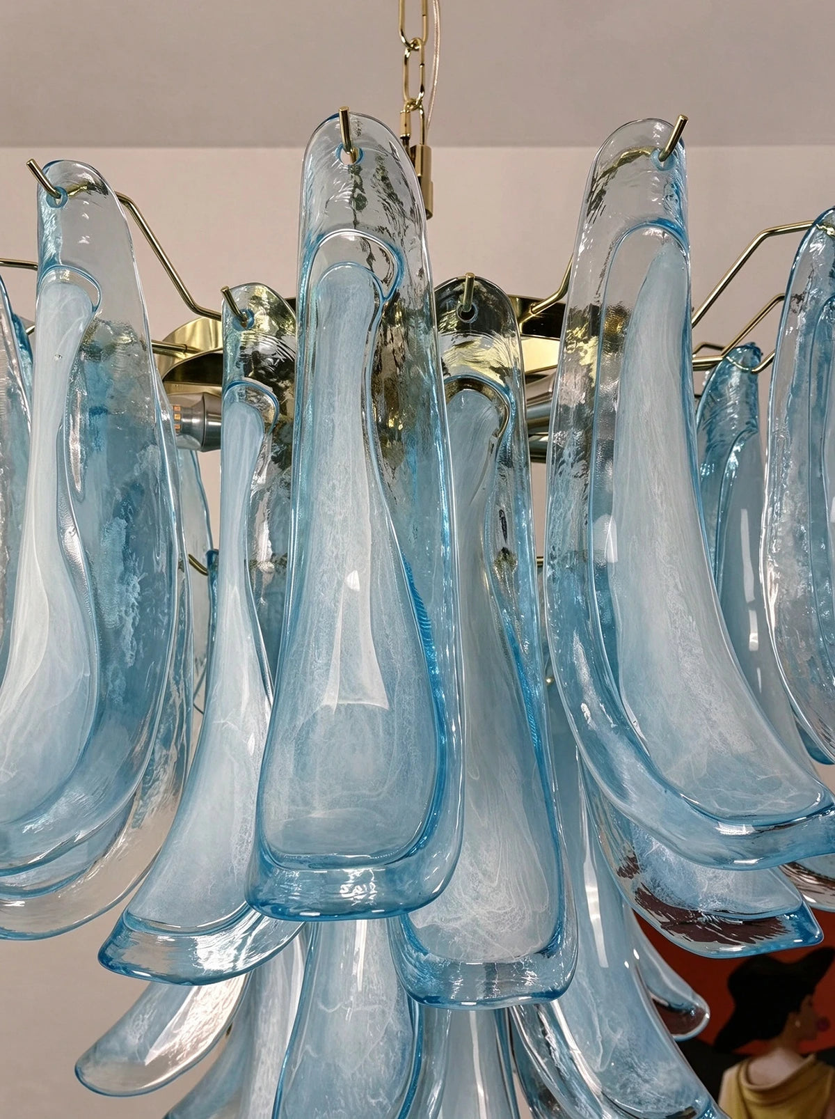 Aqualisse Blue Glass Petal Chandelier