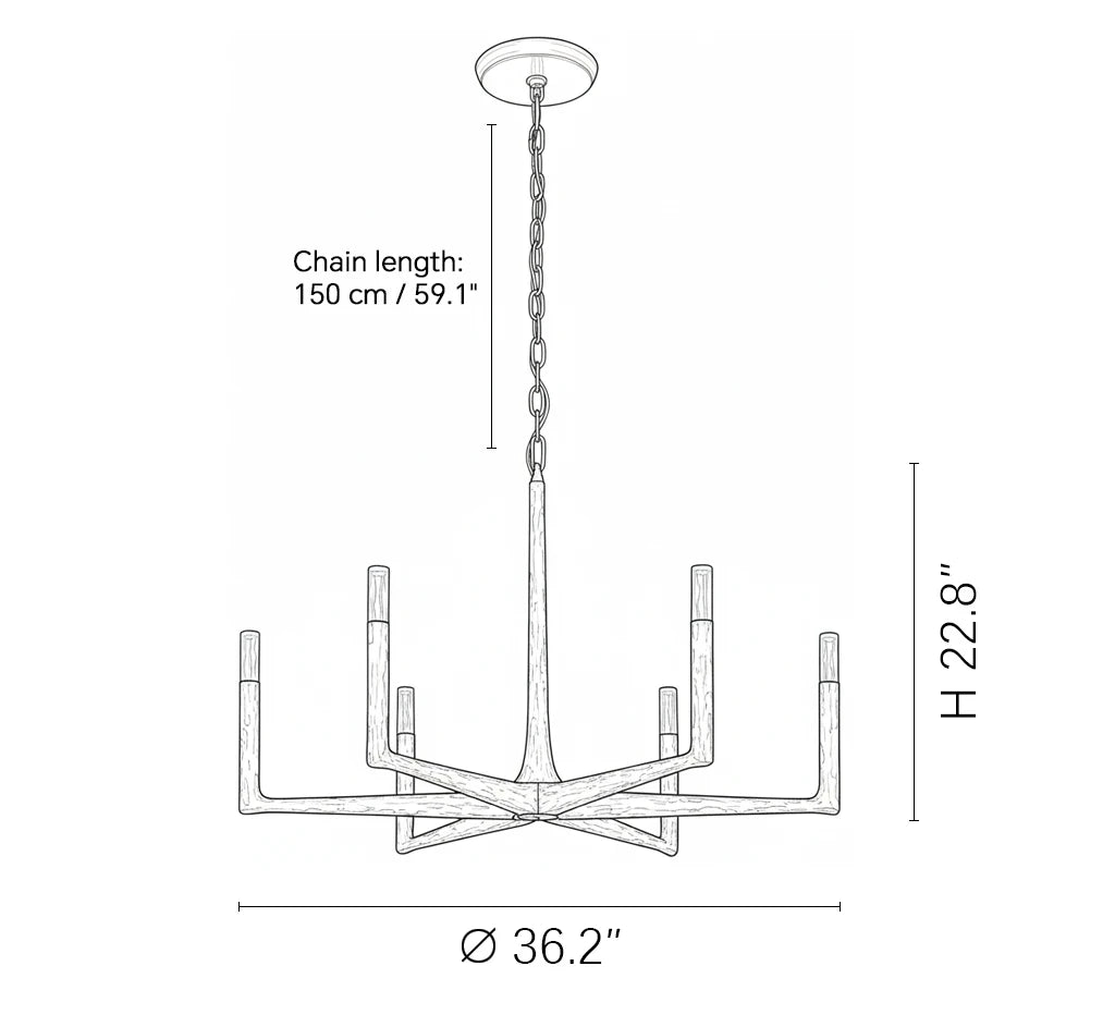 Dimensions of the ثريا شموع من النحاس المطروق من آشكومب