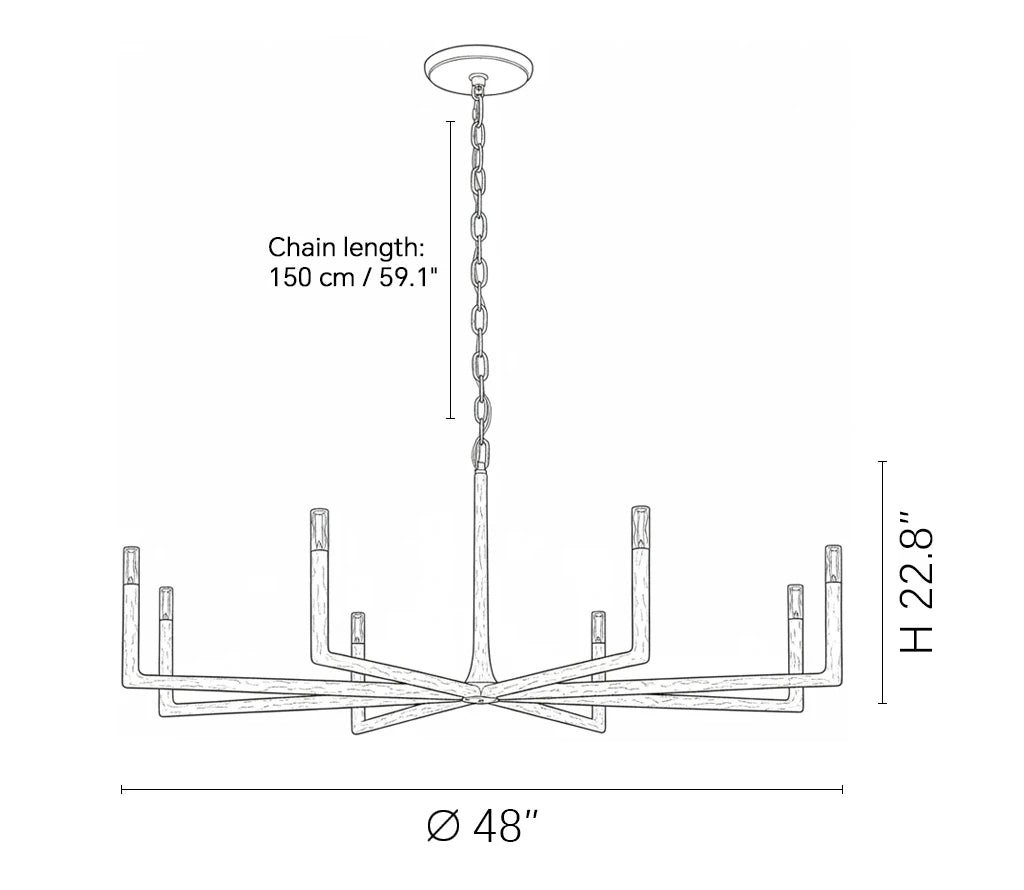 Dimensions of the ثريا شموع من النحاس المطروق من آشكومب