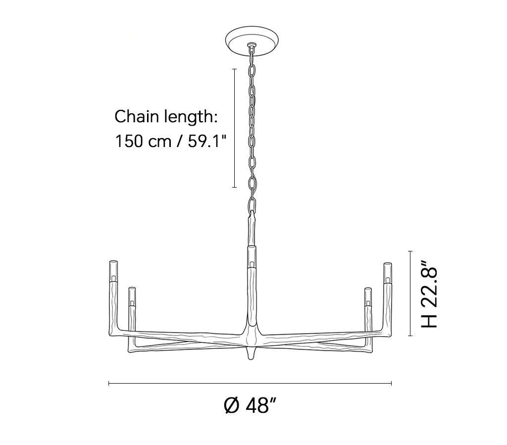 Dimensions of the ثريا شموع من النحاس المطروق من آشكومب