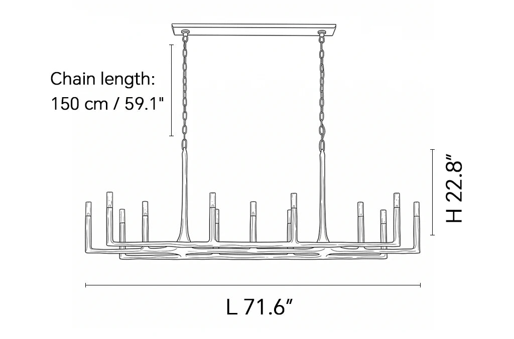 Dimensions of the ثريا شموع من النحاس المطروق من آشكومب
