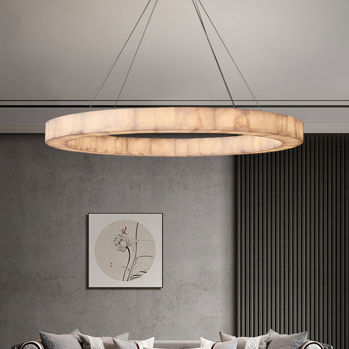 Triple Ring Alabaster Pendant Light - view 20 | Liootrlamp