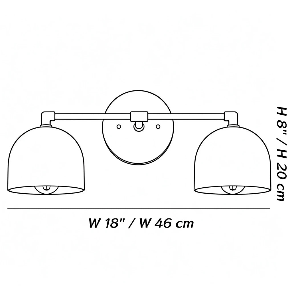 Dimensions of the Bellora Black & Cream Dome Wall Light