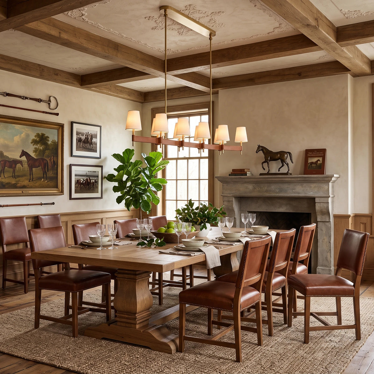 Bridlewood Round Linear Leather Chandelier