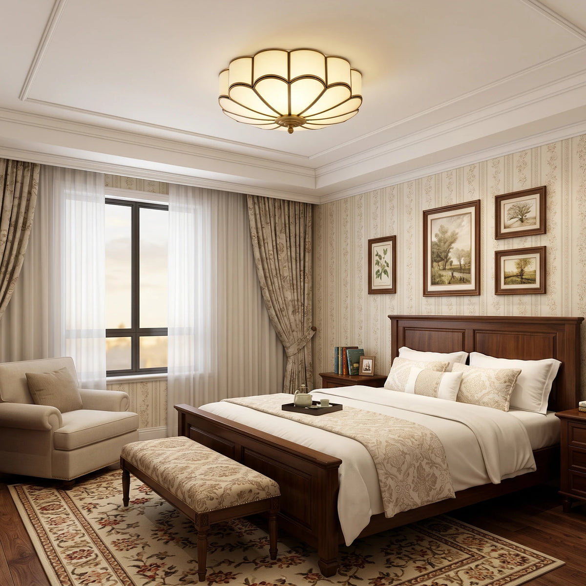 Camellia Glass Flush Mount Ceiling Light