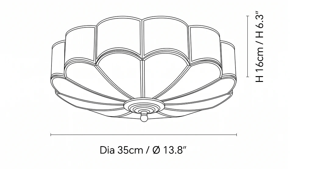 Dimensions of the Camellia Glass Flush Mount Ceiling Light