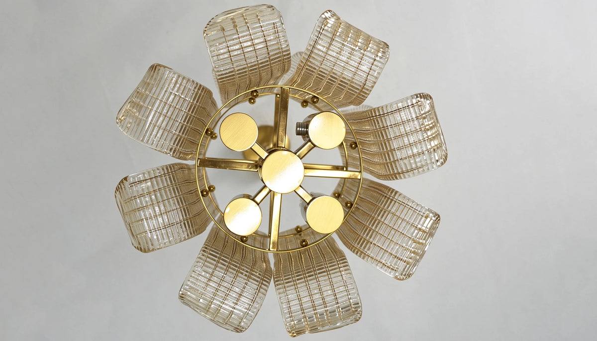 Coralie Textured Glass Pendant Light with Curled Petal Edges