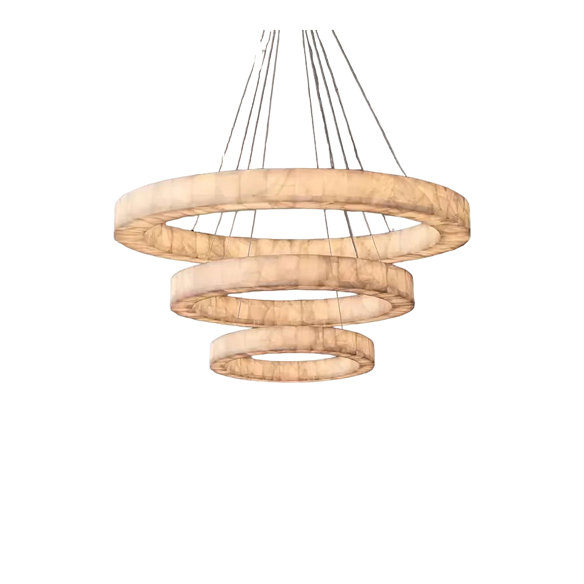 Triple Ring Alabaster Pendant Light - view 33 | Liootrlamp