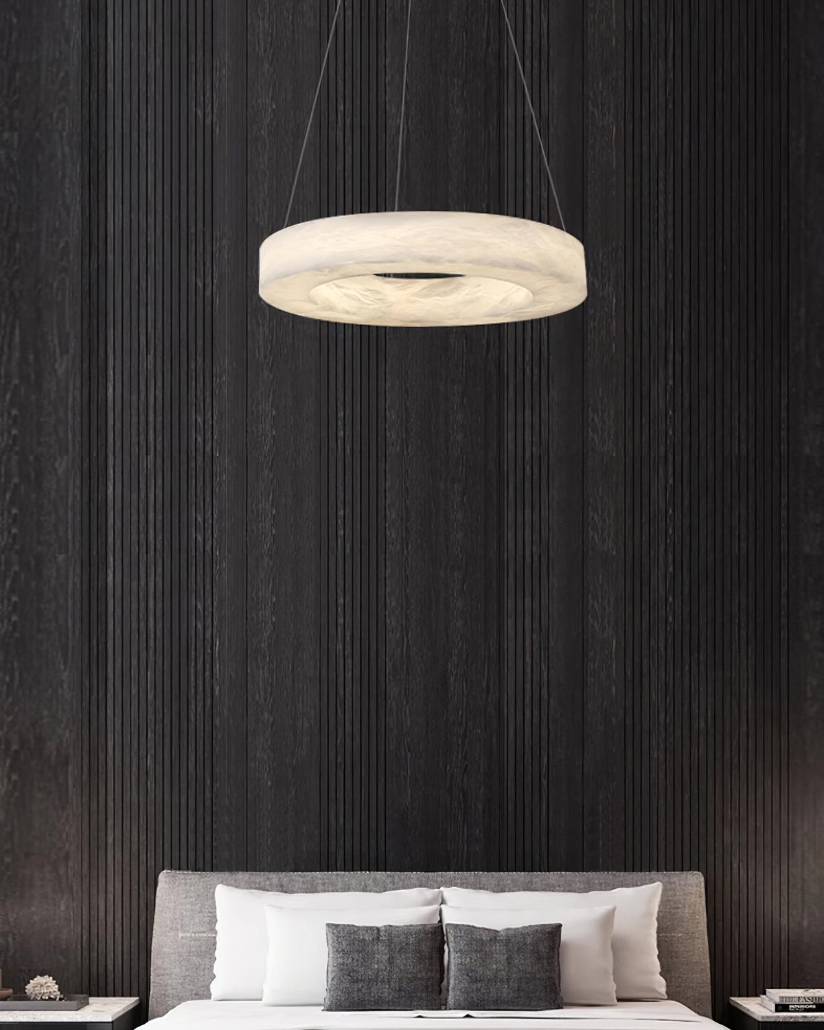 Triple Ring Alabaster Pendant Light - view 17 | Liootrlamp
