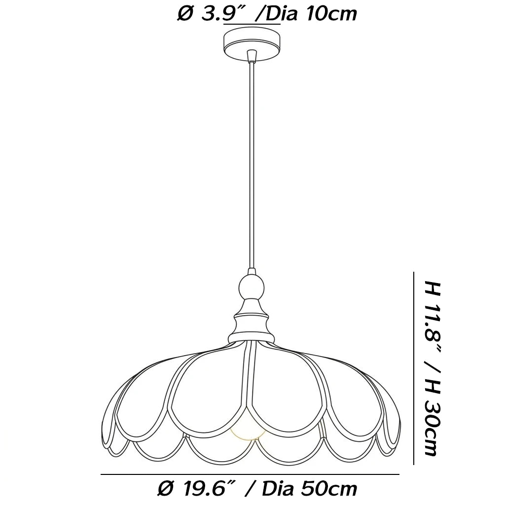 Dimensions of the Elowen Scalloped Shade Pendant Light