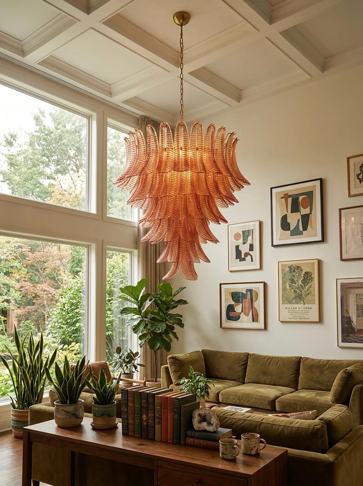 Fernelle Tiered Glass Leaf Chandelier