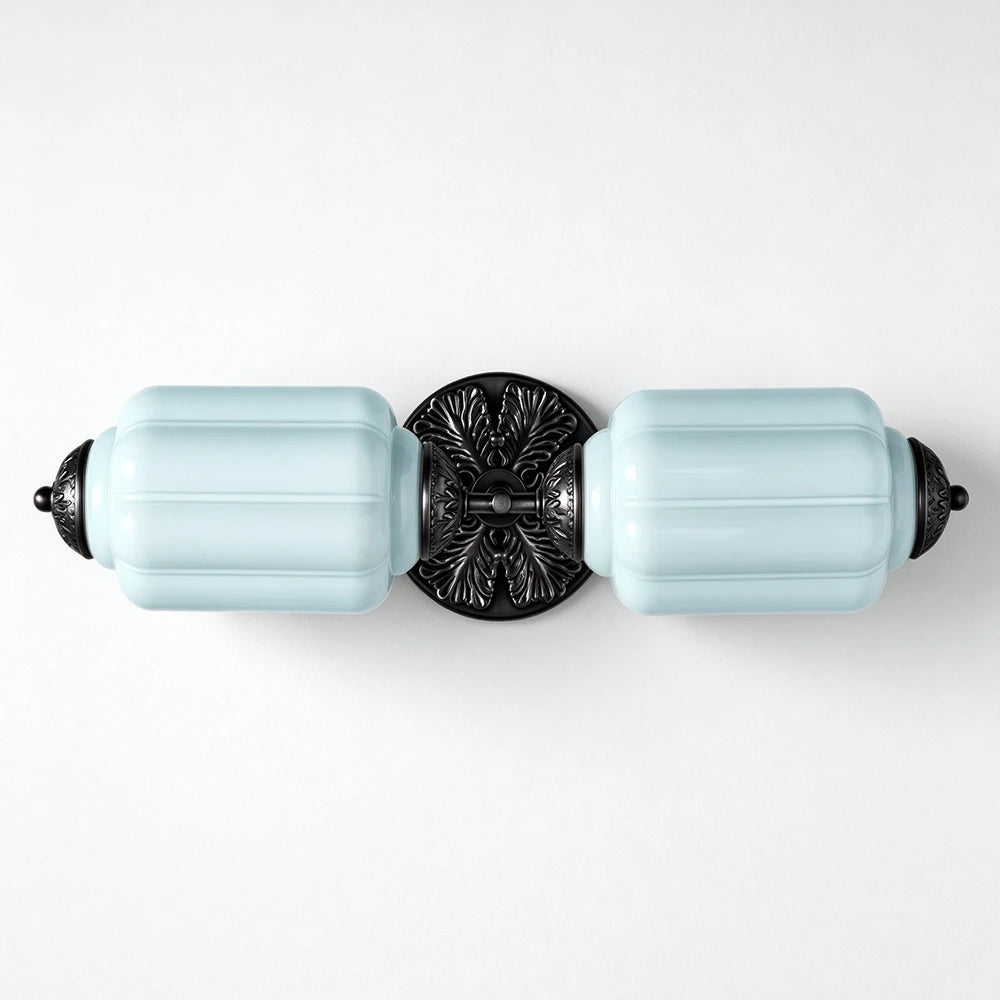 Florienne Vintage Double Wall Sconce with Ribbed Shades