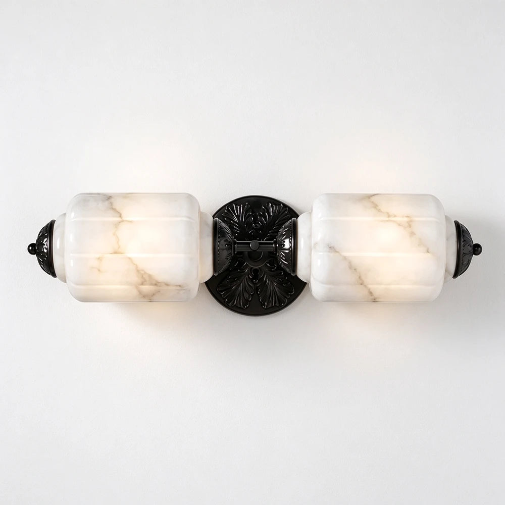 Florienne Vintage Double Wall Sconce with Ribbed Shades