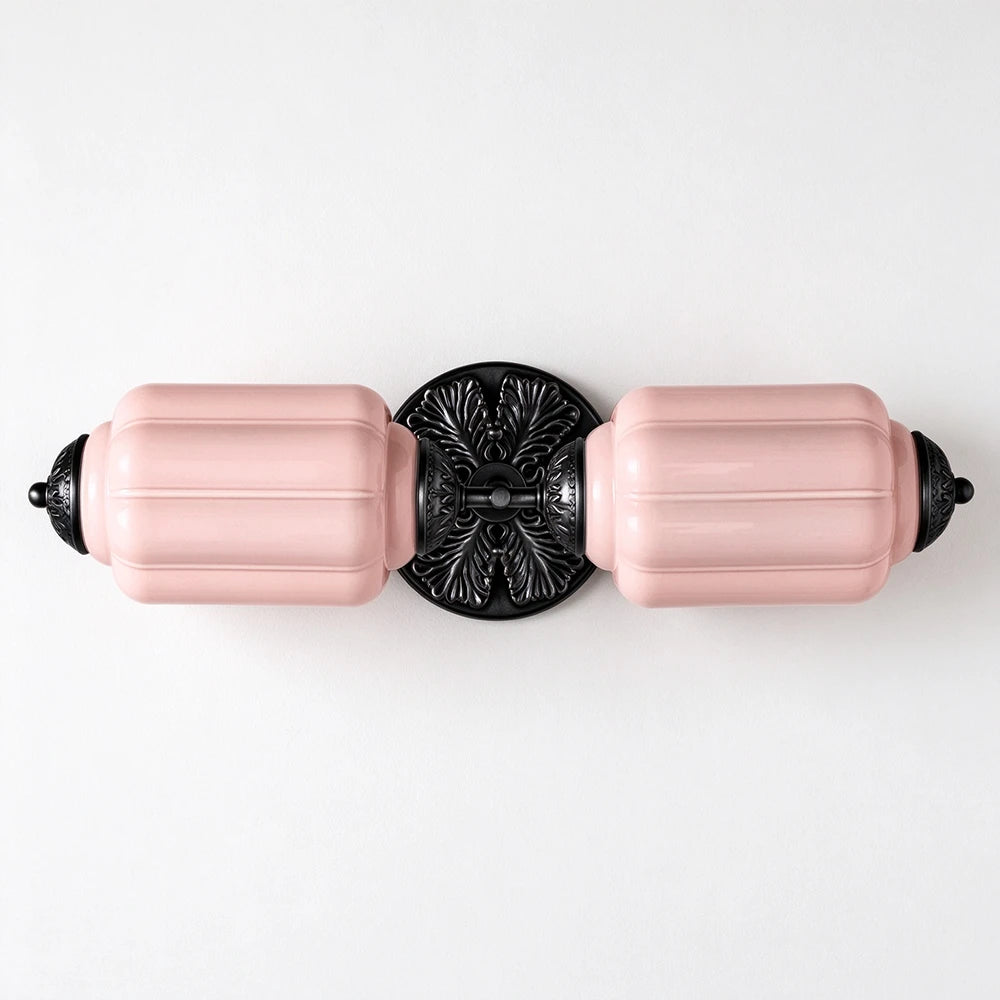 Florienne Vintage Double Wall Sconce with Ribbed Shades