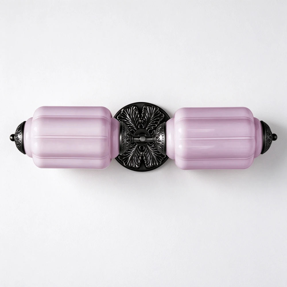 Florienne Vintage Double Wall Sconce with Ribbed Shades