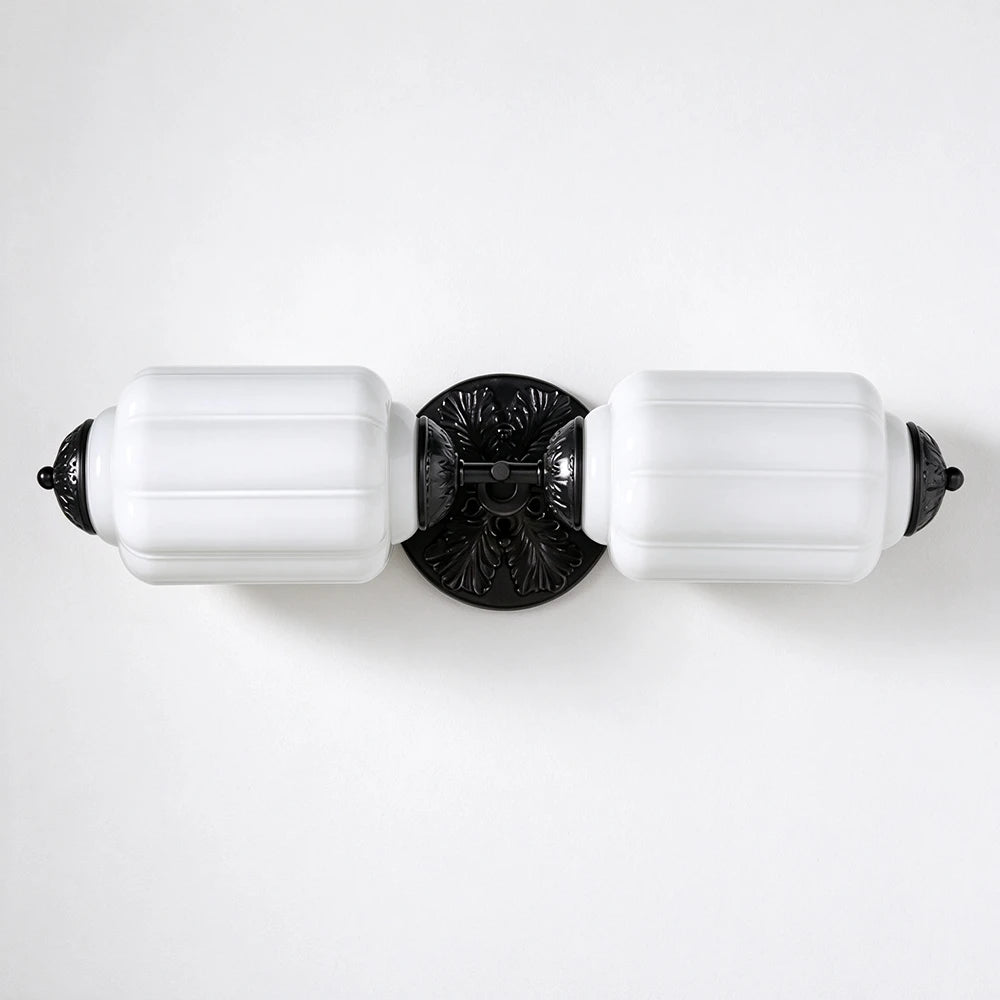 Florienne Vintage Double Wall Sconce with Ribbed Shades