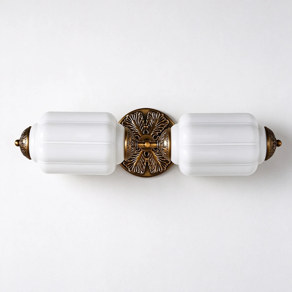 Florienne Vintage Double Wall Sconce with Ribbed Shades