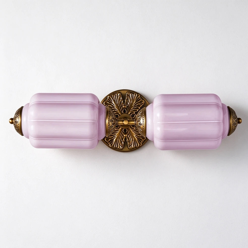 Florienne Vintage Double Wall Sconce with Ribbed Shades