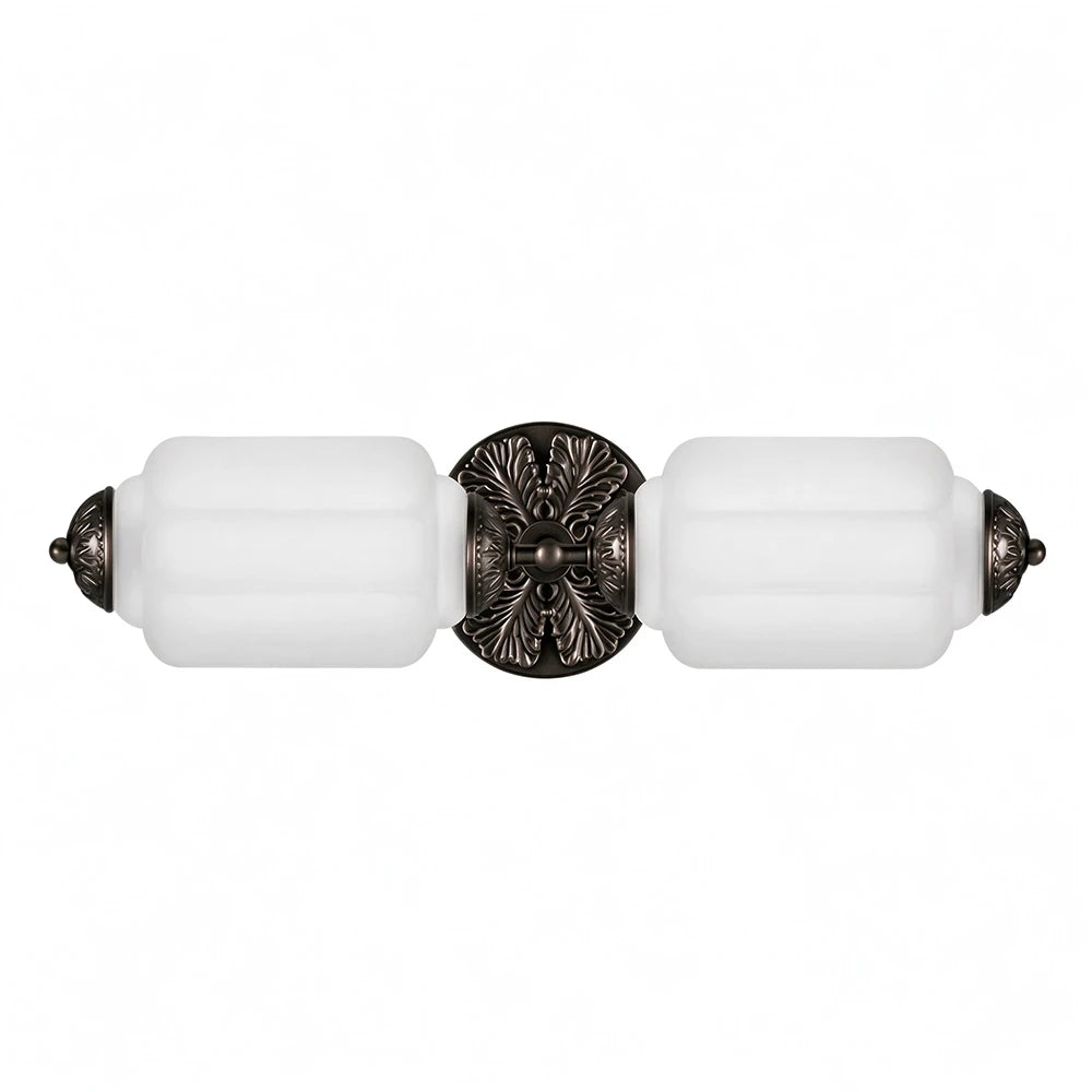 Florienne Vintage Double Wall Sconce with Ribbed Shades