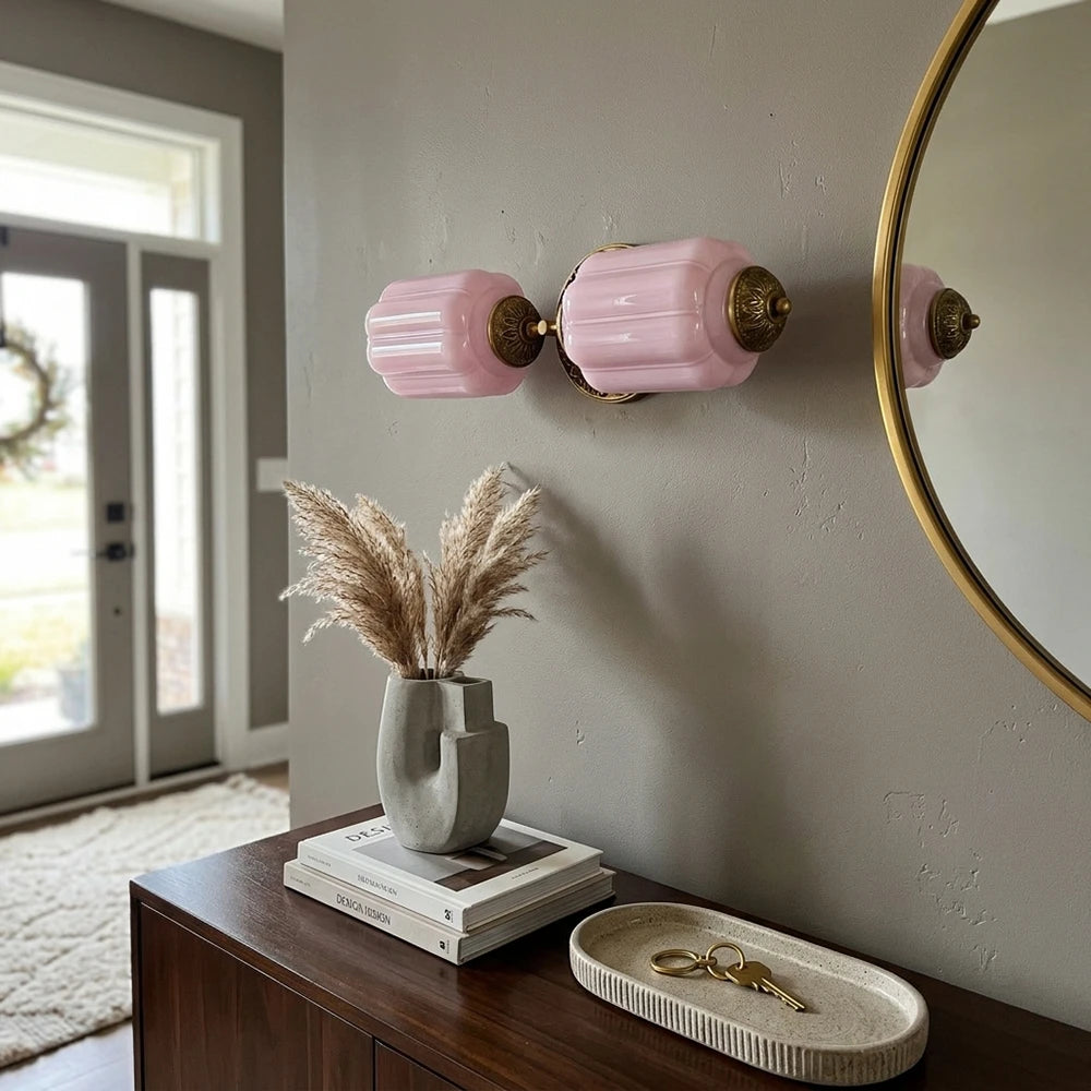 Florienne Vintage Double Wall Sconce with Ribbed Shades