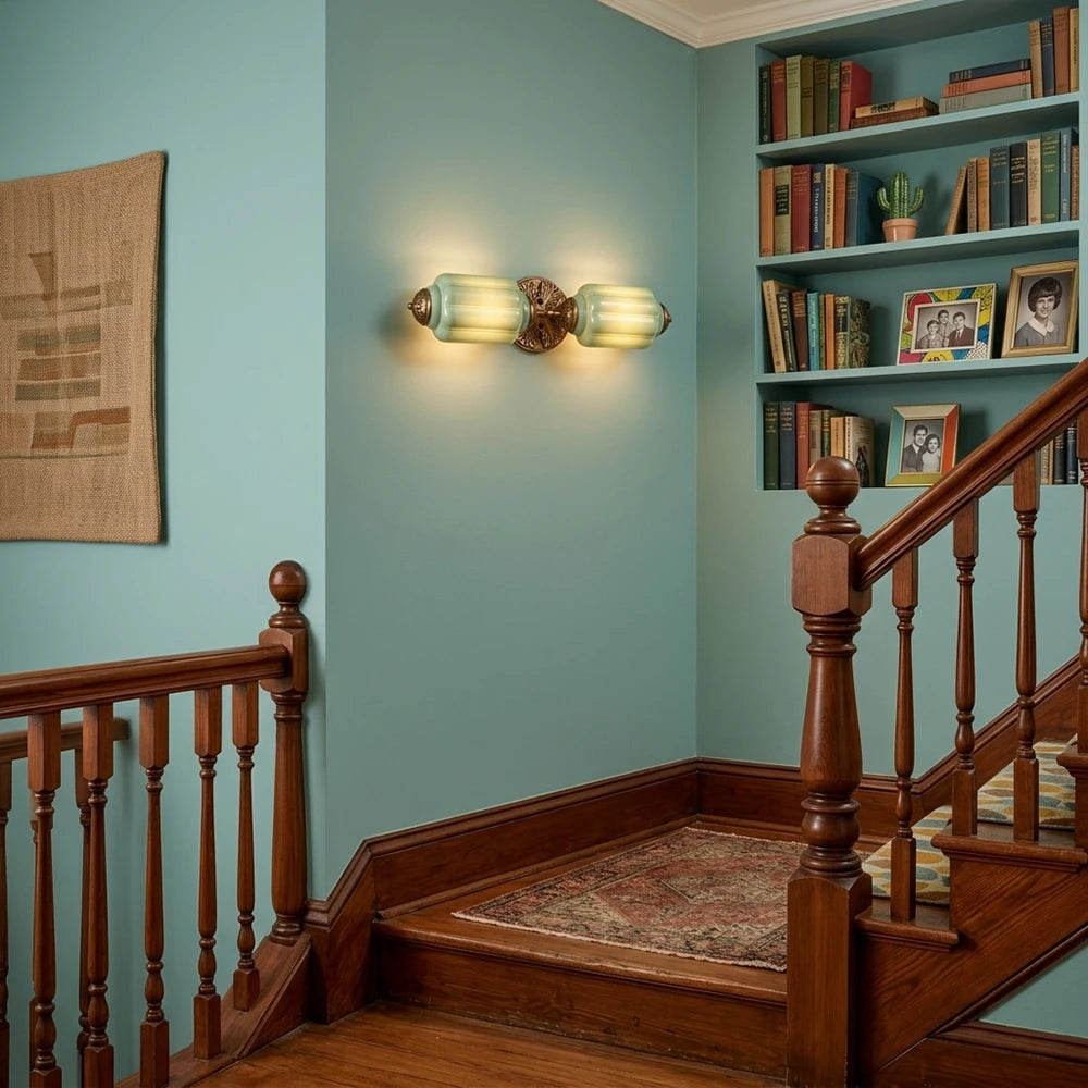 Florienne Vintage Double Wall Sconce with Ribbed Shades