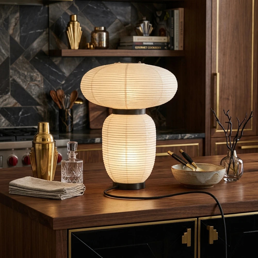 Japandi White Lantern Table Lamp