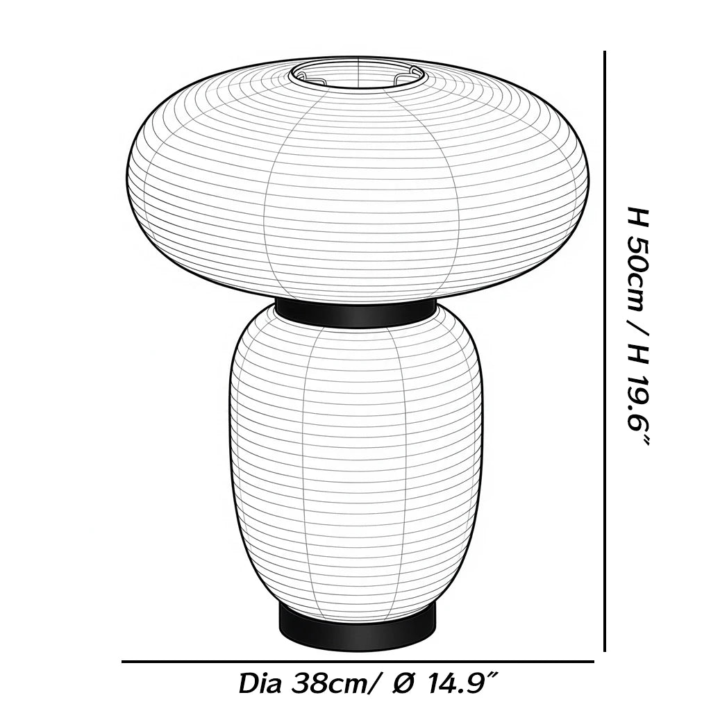 Dimensions of the Japandi White Lantern Table Lamp