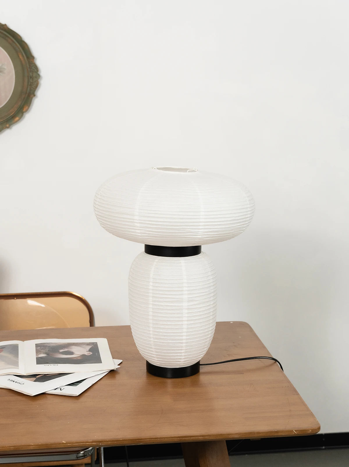 Japandi White Lantern Table Lamp