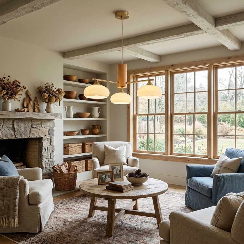 Marlow Wood-Tone Dome Chandelier