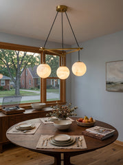 Multi-Head Round Alabaster Brass Chandelier
