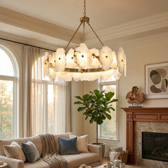 Natural Alabaster Modern Round Chandelier