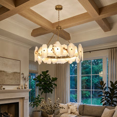 Natural Alabaster Modern Round Chandelier