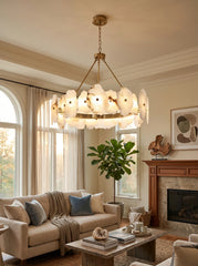 Natural Alabaster Modern Round Chandelier